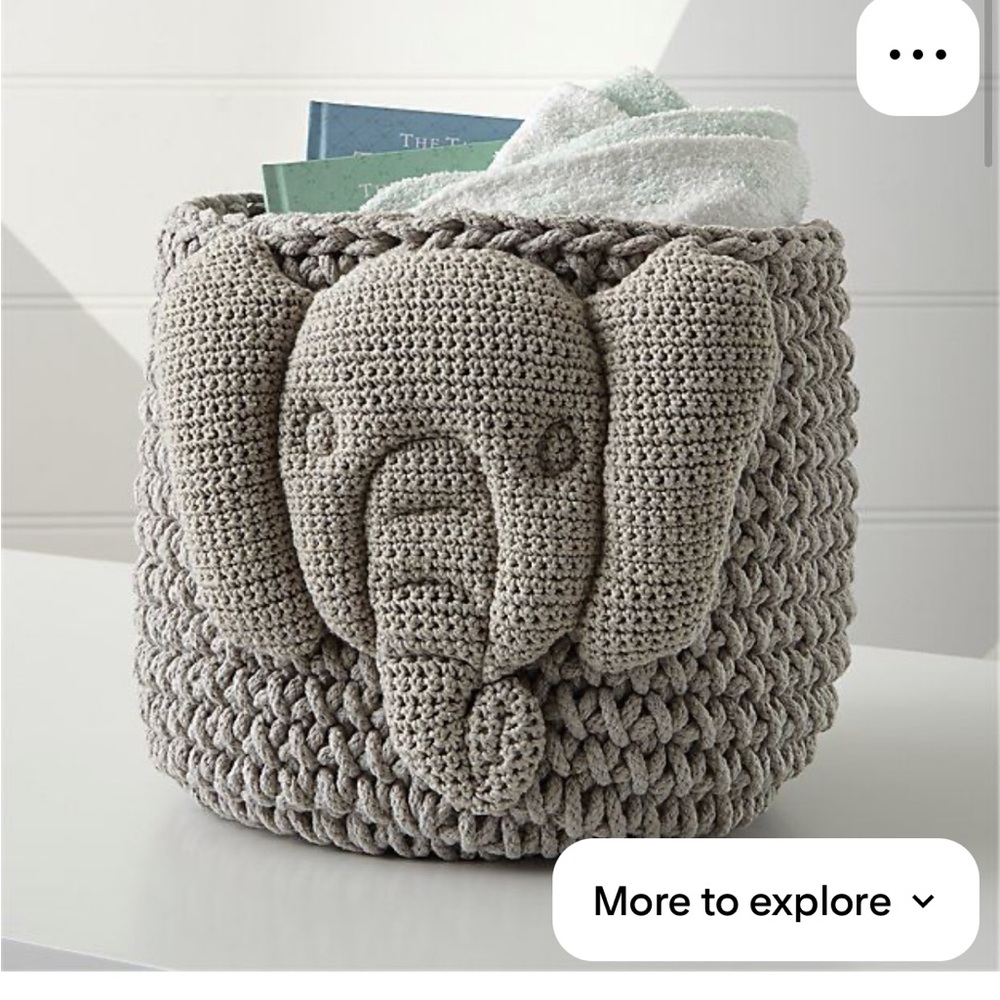 Crate and Barrel Elephant Crochet Storage Basket